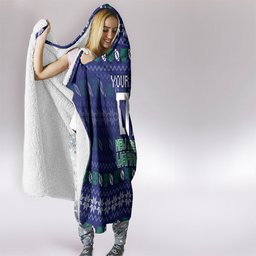 Personalized New Zealand Warriors Christmas Hooded Blanket Maori Rugby Fans - Pixelated Ugly Xmas Pattern Mascot Santa