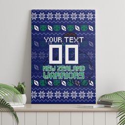 Personalized New Zealand Warriors Christmas Canvas Wall Art Maori Rugby Fans - Pixelated Ugly Xmas Pattern Mascot Santa