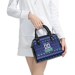 Personalized New Zealand Warriors Christmas Shoulder Handbag Maori Rugby Fans - Pixelated Ugly Xmas Pattern Mascot Santa