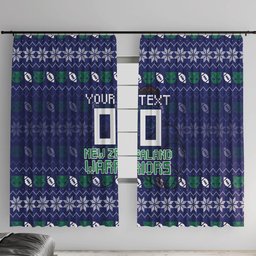 Personalized New Zealand Warriors Christmas Window Curtain Maori Rugby Fans - Pixelated Ugly Xmas Pattern Mascot Santa