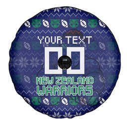 Personalized New Zealand Warriors Christmas Spare Tire Cover Maori Rugby Fans - Pixelated Ugly Xmas Pattern Mascot Santa