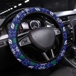 New Zealand Warriors Christmas Steering Wheel Cover Maori Rugby Fans - Pixelated Ugly Xmas Pattern Mascot Santa