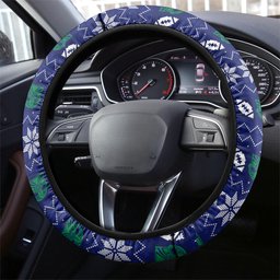 New Zealand Warriors Christmas Steering Wheel Cover Maori Rugby Fans - Pixelated Ugly Xmas Pattern Mascot Santa