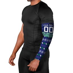 Personalized New Zealand Warriors Christmas Arm Sleeves Maori Rugby Fans - Pixelated Ugly Xmas Pattern Mascot Santa