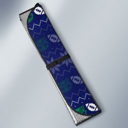 Personalized New Zealand Warriors Christmas Auto Sun Shade Maori Rugby Fans - Pixelated Ugly Xmas Pattern Mascot Santa