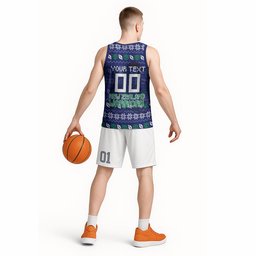 Personalized New Zealand Warriors Christmas Basketball Jersey Maori Rugby Fans - Pixelated Ugly Xmas Pattern Mascot Santa