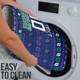 Personalized New Zealand Warriors Christmas Bathroom Set Maori Rugby Fans - Pixelated Ugly Xmas Pattern Mascot Santa