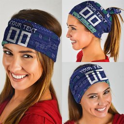 Personalized New Zealand Warriors Christmas Neck Gaiter Maori Rugby Fans - Pixelated Ugly Xmas Pattern Mascot Santa