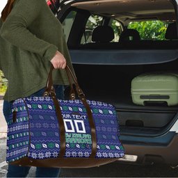 Personalized New Zealand Warriors Christmas Travel Bag Maori Rugby Fans - Pixelated Ugly Xmas Pattern Mascot Santa