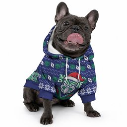 Personalized New Zealand Warriors Christmas Pet Hoodie Maori Rugby Fans - Pixelated Ugly Xmas Pattern Mascot Santa