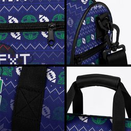 Personalized New Zealand Warriors Christmas Duffle Bag Maori Rugby Fans - Pixelated Ugly Xmas Pattern Mascot Santa