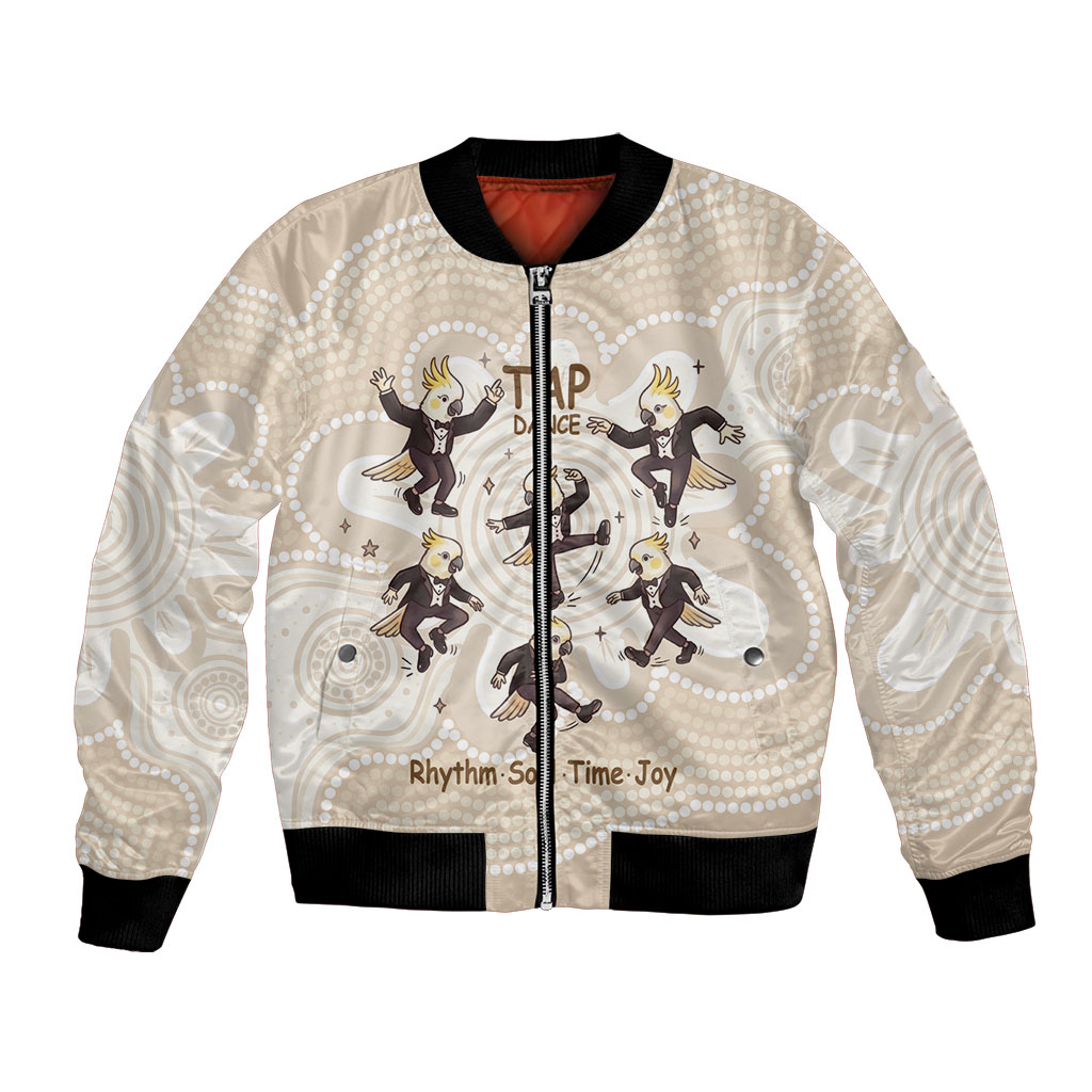 Tap Dance Australia Personalised Bomber Jacket Yellow-crested Cockatoo Indigenous Art