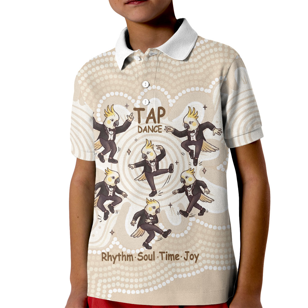 Tap Dance Australia Personalised Kid Polo Shirt Yellow-crested Cockatoo Indigenous Art