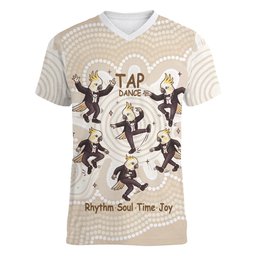 Tap Dance Australia Personalised Women V-Neck T-Shirt Yellow-crested Cockatoo Indigenous Art