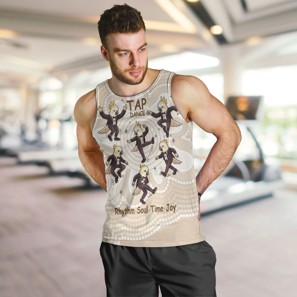 Tap Dance Australia Personalised Men Tank Top Yellow-crested Cockatoo Indigenous Art