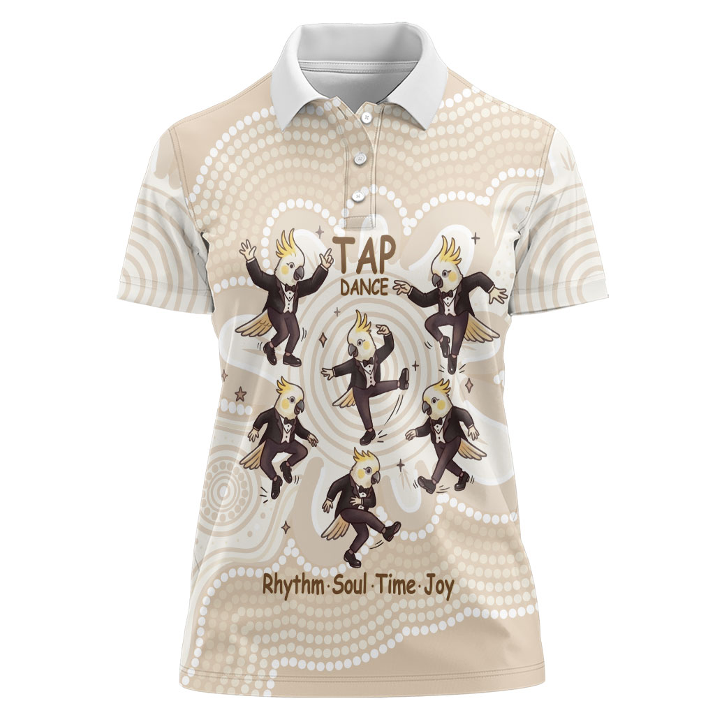 Tap Dance Australia Personalised Women Polo Shirt Yellow-crested Cockatoo Indigenous Art