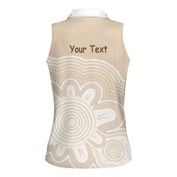 Tap Dance Australia Personalised Women Sleeveless Polo Shirt Yellow-crested Cockatoo Indigenous Art