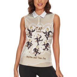 Tap Dance Australia Personalised Women Sleeveless Polo Shirt Yellow-crested Cockatoo Indigenous Art