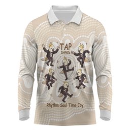 Tap Dance Australia Personalised Long Sleeve Polo Shirt Yellow-crested Cockatoo Indigenous Art
