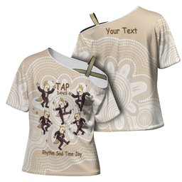 Tap Dance Australia Personalised Cross Shoulder Shirt Yellow-crested Cockatoo Indigenous Art