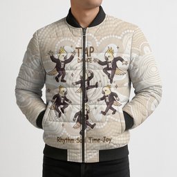 Tap Dance Australia Personalised Bomber Puffer Jacket Yellow-crested Cockatoo Indigenous Art