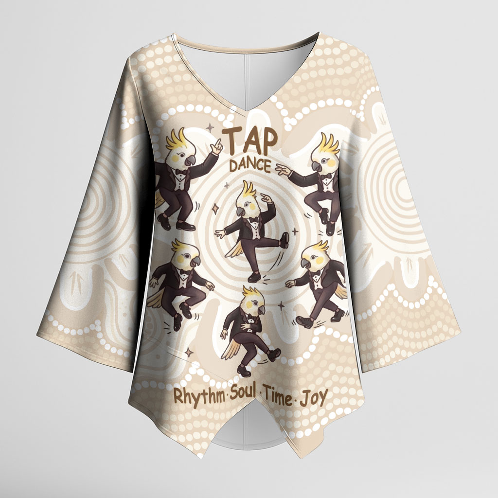 Tap Dance Australia Personalised Kimono Sleeve Blouse Yellow-crested Cockatoo Indigenous Art