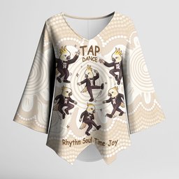 Tap Dance Australia Personalised Kimono Sleeve Blouse Yellow-crested Cockatoo Indigenous Art