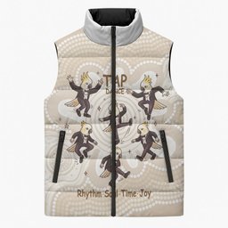 Tap Dance Australia Personalised Sleeveless Puffer Jacket Yellow-crested Cockatoo Indigenous Art