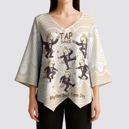 Tap Dance Australia Personalised Kimono Sleeve Blouse Yellow-crested Cockatoo Indigenous Art