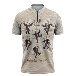 Tap Dance Australia Personalised Zipper Polo Shirt Yellow-crested Cockatoo Indigenous Art