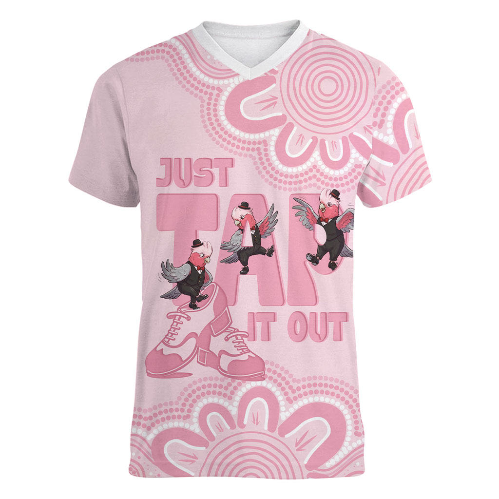 Tap Dance Australia Women V-Neck T-Shirt Pink Galah Just Tap It Out