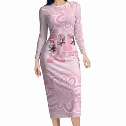 Tap Dance Australia Long Sleeve Bodycon Dress Pink Galah Just Tap It Out