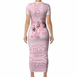 Tap Dance Australia Short Sleeve Bodycon Dress Pink Galah Just Tap It Out