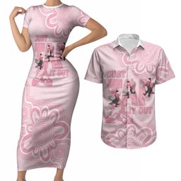 Tap Dance Australia Couples Matching Short Sleeve Bodycon Dress and Hawaiian Shirt Pink Galah Just Tap It Out