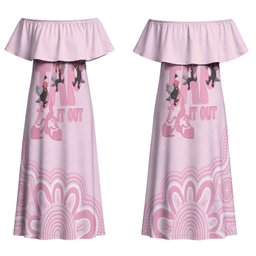 Tap Dance Australia Couples Matching Off Shoulder Maxi Dress and Long Sleeve Button Shirt Pink Galah Just Tap It Out