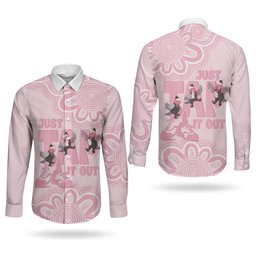 Tap Dance Australia Couples Matching Off Shoulder Short Dress and Long Sleeve Button Shirt Pink Galah Just Tap It Out