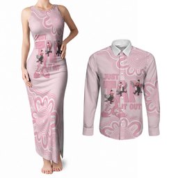 Tap Dance Australia Couples Matching Tank Maxi Dress and Long Sleeve Button Shirt Pink Galah Just Tap It Out