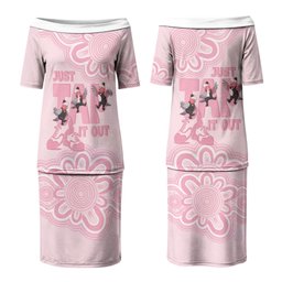 Tap Dance Australia Couples Matching Puletasi and Long Sleeve Button Shirt Pink Galah Just Tap It Out