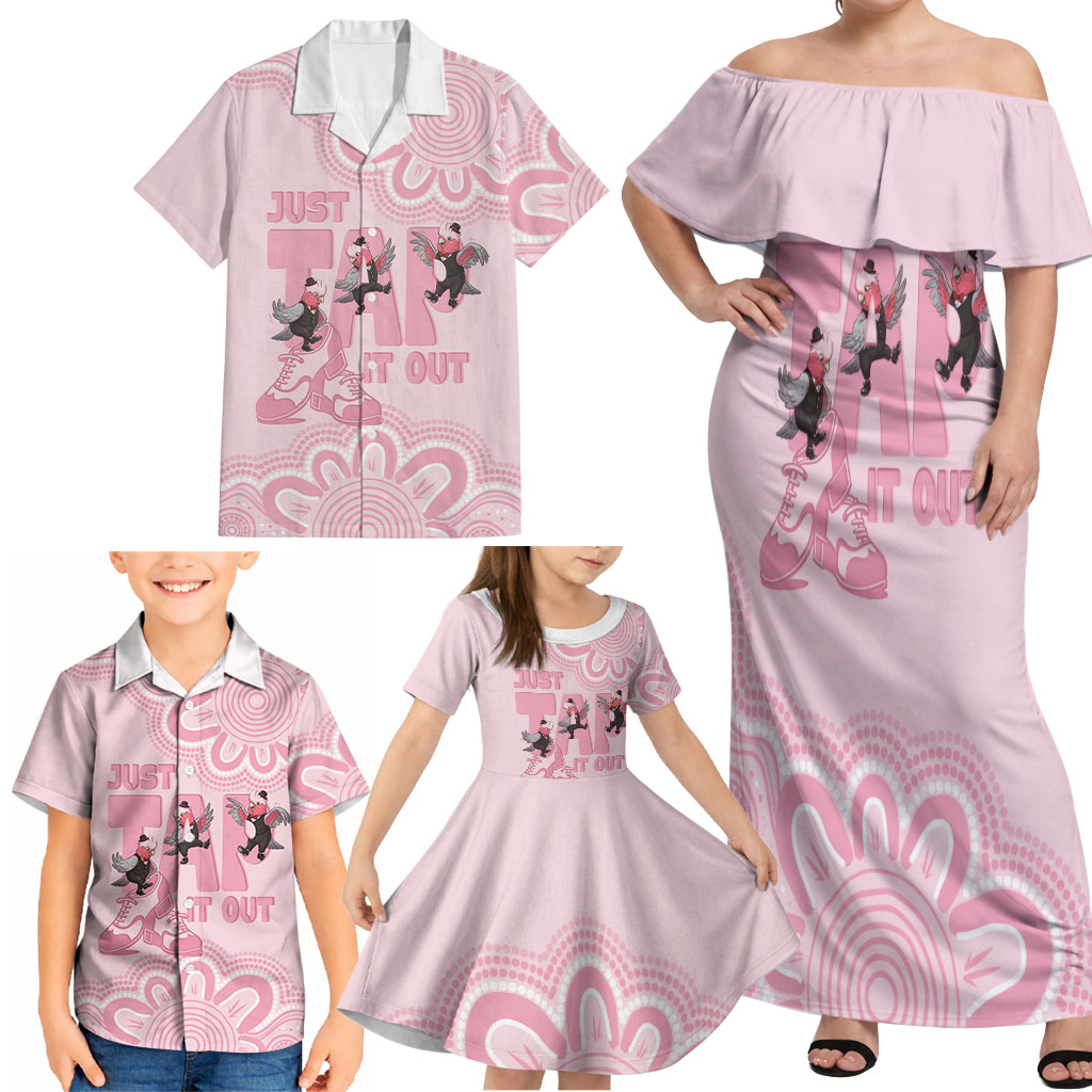 Tap Dance Australia Family Matching Off Shoulder Maxi Dress and Hawaiian Shirt Pink Galah Just Tap It Out