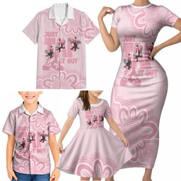 Tap Dance Australia Family Matching Short Sleeve Bodycon Dress and Hawaiian Shirt Pink Galah Just Tap It Out