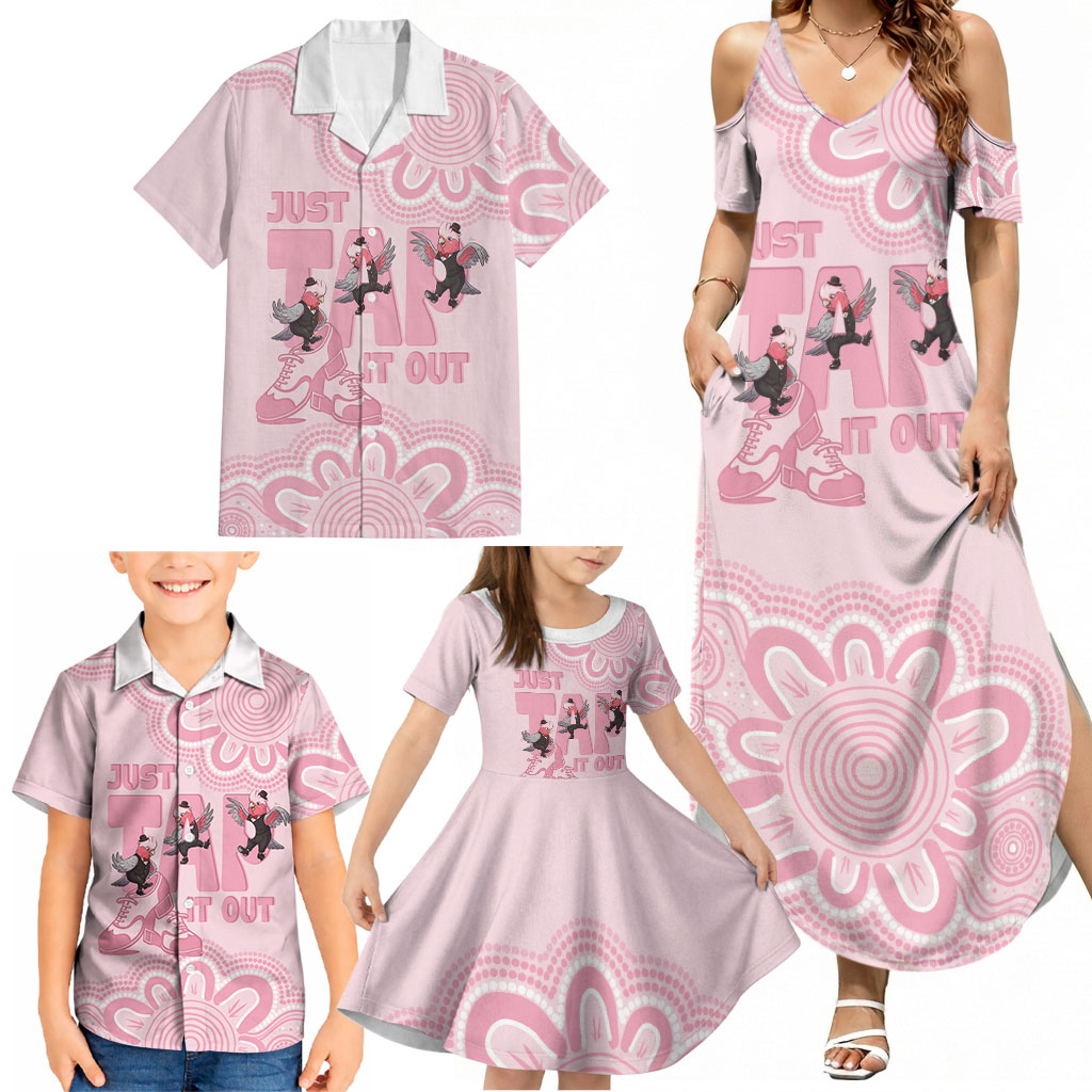 Tap Dance Australia Family Matching Summer Maxi Dress and Hawaiian Shirt Pink Galah Just Tap It Out