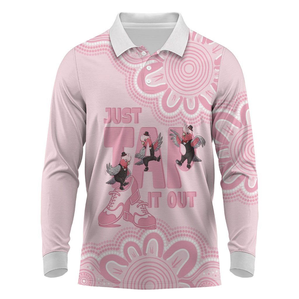 Tap Dance Australia Long Sleeve Polo Shirt Pink Galah Just Tap It Out