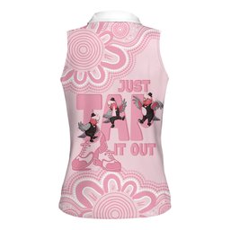 Tap Dance Australia Women Sleeveless Polo Shirt Pink Galah Just Tap It Out