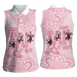 Tap Dance Australia Women Sleeveless Polo Shirt Pink Galah Just Tap It Out