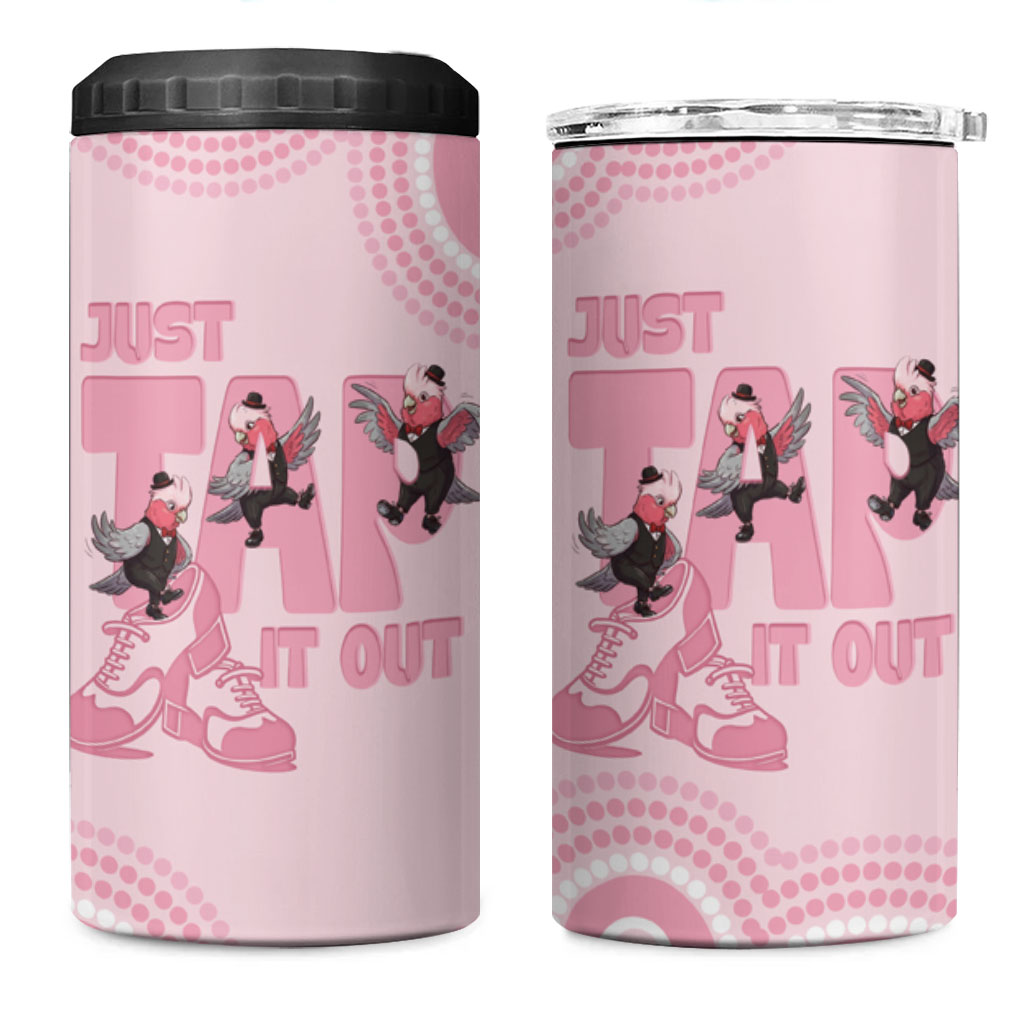 Tap Dance Australia 4 in 1 Can Cooler Tumbler Pink Galah Just Tap It Out