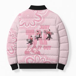Tap Dance Australia Bomber Puffer Jacket Pink Galah Just Tap It Out
