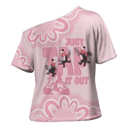 Tap Dance Australia Cross Shoulder Shirt Pink Galah Just Tap It Out