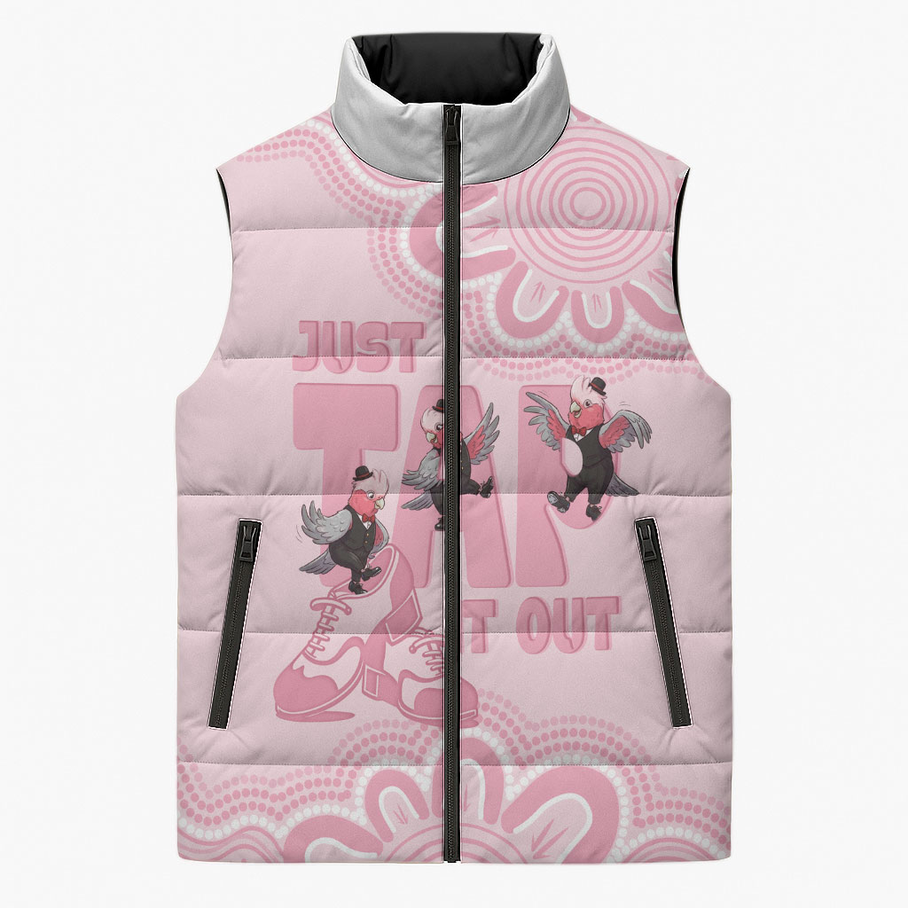 Tap Dance Australia Sleeveless Puffer Jacket Pink Galah Just Tap It Out