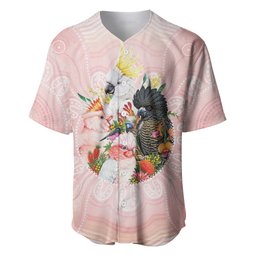 Australian Cockatoos Baseball Jersey Flora Aboriginal Dot Art Pattern
