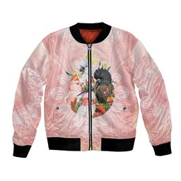 Australian Cockatoos Bomber Jacket Flora Aboriginal Dot Art Pattern